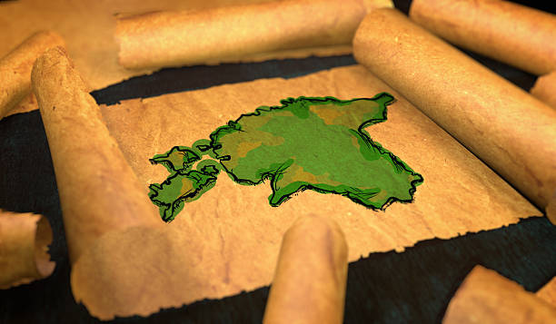 istock Estonia Map Painting Unfolding Old Paper Scroll 3D 505898322