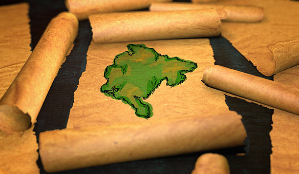 istock Montenegro Map Painting Unfolding Old Paper Scroll 3D 505899434