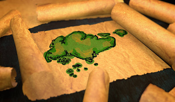 istock Singapore Map Painting Unfolding Old Paper Scroll 3D 505911314