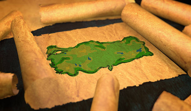 istock Turkey Map Painting Unfolding Old Paper Scroll 3D 505911778