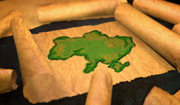 istock Ukraine Map Painting Unfolding Old Paper Scroll 3D 505911946