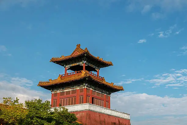 ancient citygate tower under blue sky,Beijing,China