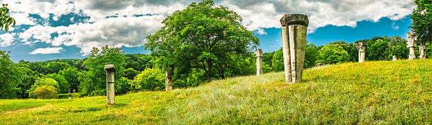 Cloudy spring. Blooming tree. Blossoming spring. Ukrainian hills.