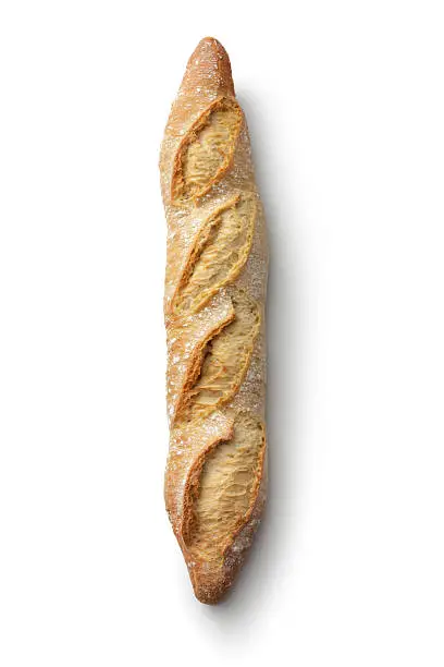 Photo of Bread: Baguette Isolated on White Background