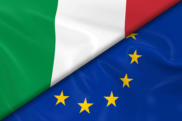 pavilhões da itália e a união europeia dividida na diagonal - diagonally - fotografias e filmes do acervo