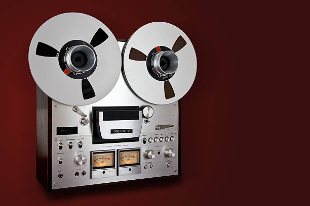 Analog Stereo Open Reel Tape Deck Recorder Vintage Analog Stereo Open Reel Tape Deck Recorder Vintage Device reel to reel tape stock pictures, royalty-free photos & images