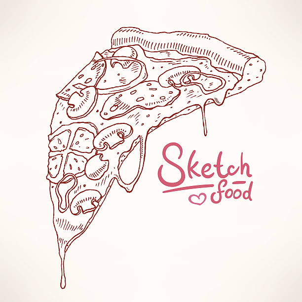 illustrazioni stock, clip art, cartoni animati e icone di tendenza di pizza disegnati a mano - pink pepper illustrations