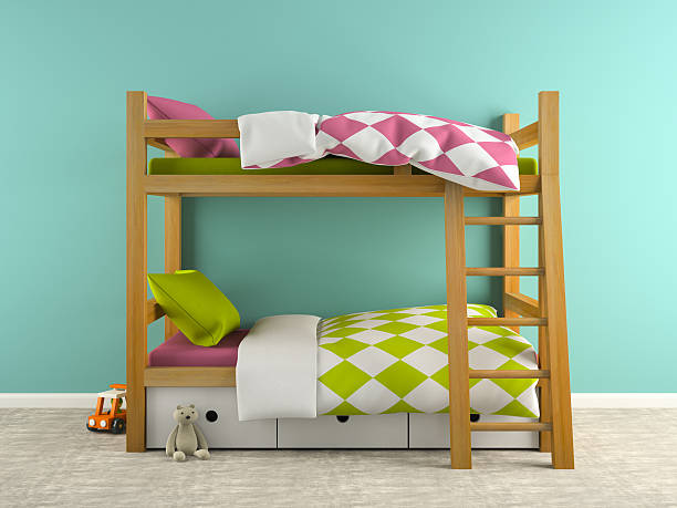 Part of  interior with bunk bed 3D rendering