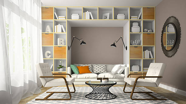 istock Interior of modern design room with two white armchair 3D 505915020
