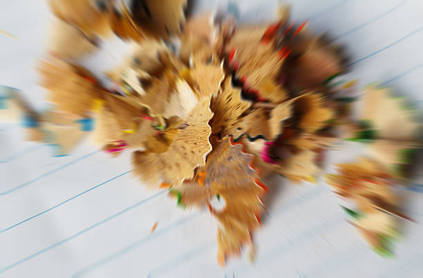 istock Color pencils shaving motion blur abstract background. 505915248
