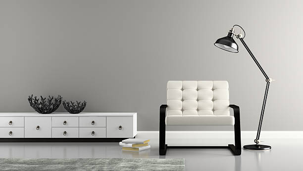 istock Part of  interior with two black vases 3D rendering 505915294