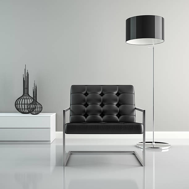 istock Part of  interior with black floor lamp 3D rendering 505915652