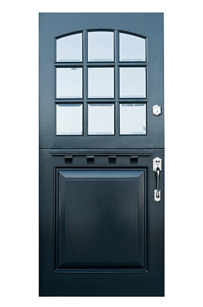 antigua puerta frontal con trazado de recorte - front door doorknob door wood fotografías e imágenes de stock