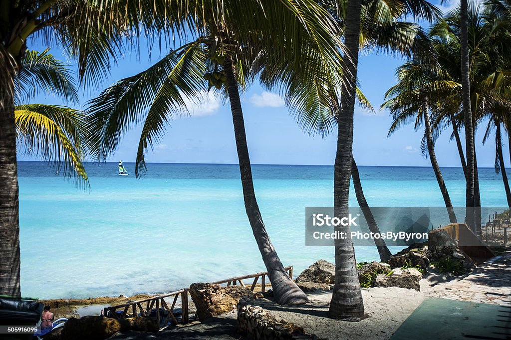 Varadero Beach, Cuba Sailboat off the coastline of Varadero beach in Cuba Varadero Stock Photo