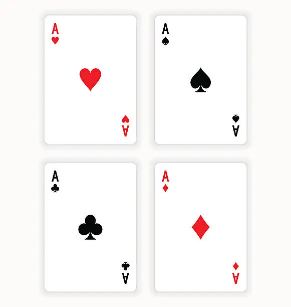 Vector illustration of Four Aces Playing Cards on White Background