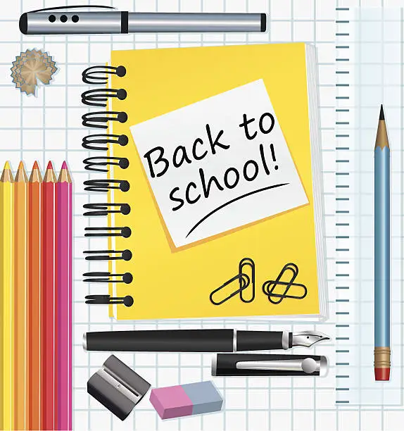 Vector illustration of Back to school! School supplies vector illustration.