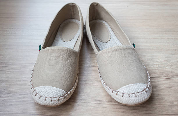 istock cream fabric shoe on the floor 505916696