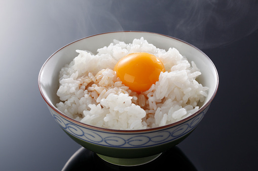 Bowl of Rice on Black Background