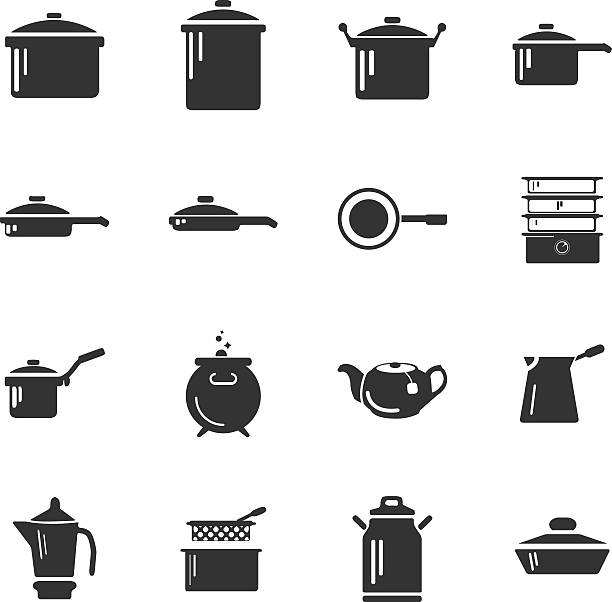 illustrations, cliparts, dessins animés et icônes de plats icônes set - kettle foods