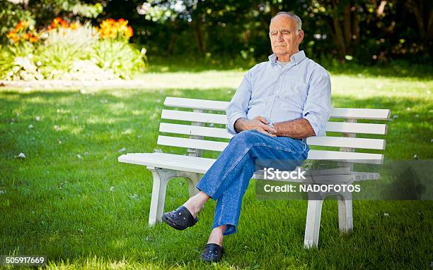 Senior Man Alone At The Park Stock Photo - Download Image Now - Day Dreaming, Senior Adult, 70-79 Years