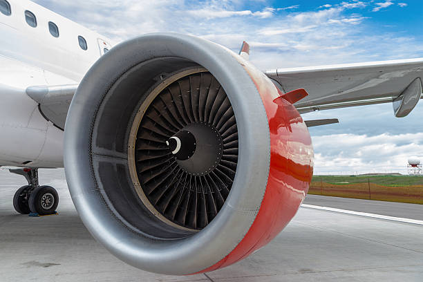 istock Red Engine of a Commercial Plane 505918259