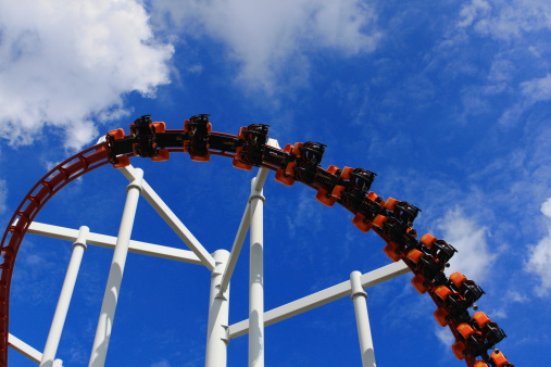 Roller coaster at amusement park