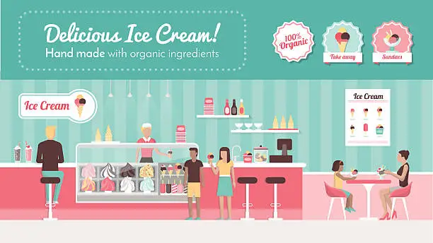Vector illustration of Ice cream parlor
