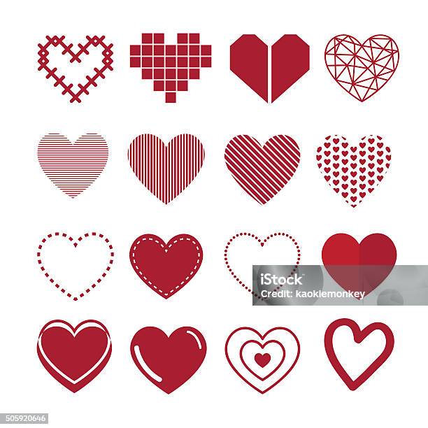 Heart Vector Icon Set Stock Illustration - Download Image Now - Celebration, Computer Graphic, Cute