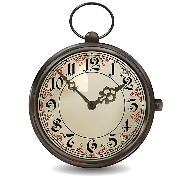 ilustrações, clipart, desenhos animados e ícones de rusty relógio de bolso - clock clock face watch isolated