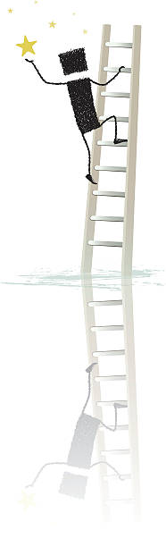 ilustrações de stock, clip art, desenhos animados e ícones de realização de um sonho - ladder clambering struggle reaching