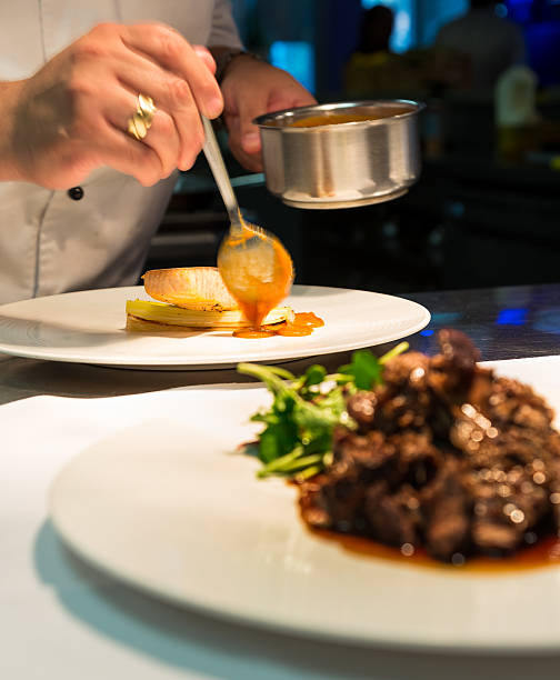 istock Braised beef, creamy mash potatoes, spinach leaves & beef jus 505923282