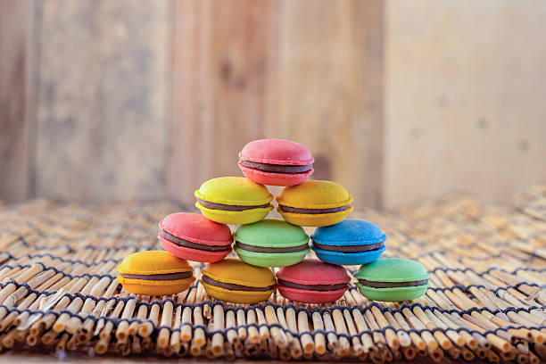 Colorful macaroons, delicious French pastries