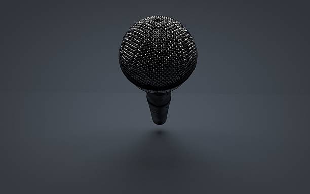 istock Perspective view of a Microphone on infinite stage room 505935164