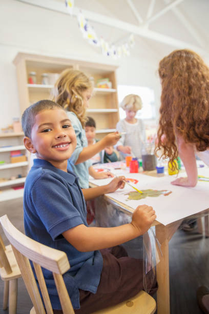 istock Student painting in classroom 505935805