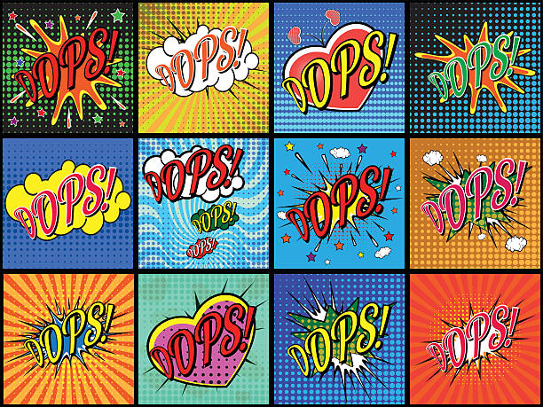набор комиксов звуковые эффекты - comic book cartoon bang poof stock illustrations