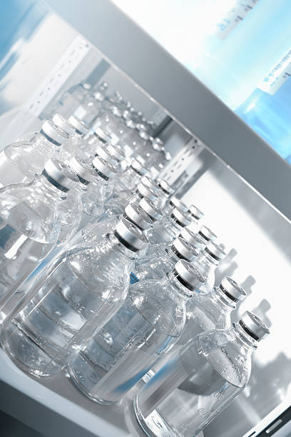 istock Medical solutions in bottles standing in warehouse 505939622