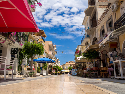 Biggest shopping street for tourist in Zakynthos town.