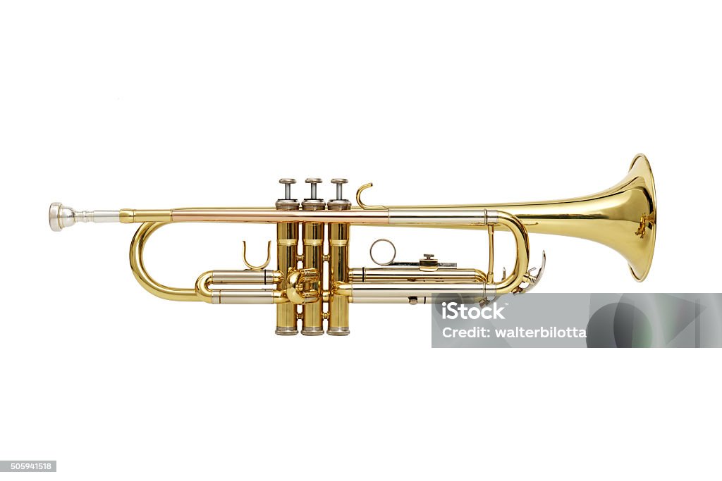 Trumpet on white background Trumpet on white background shooting sideways Trumpet Stock Photo