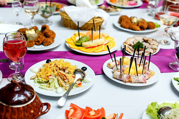 istock Appetizers and salads at the banquet table 505946640