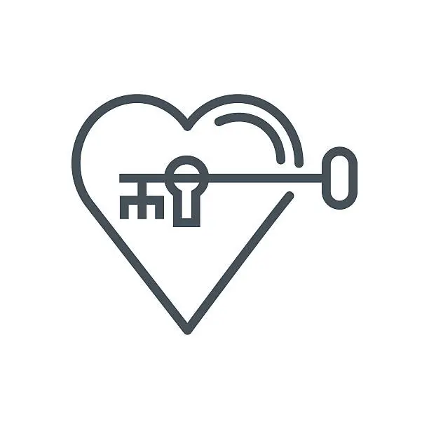 Vector illustration of Hearth lock and key icon