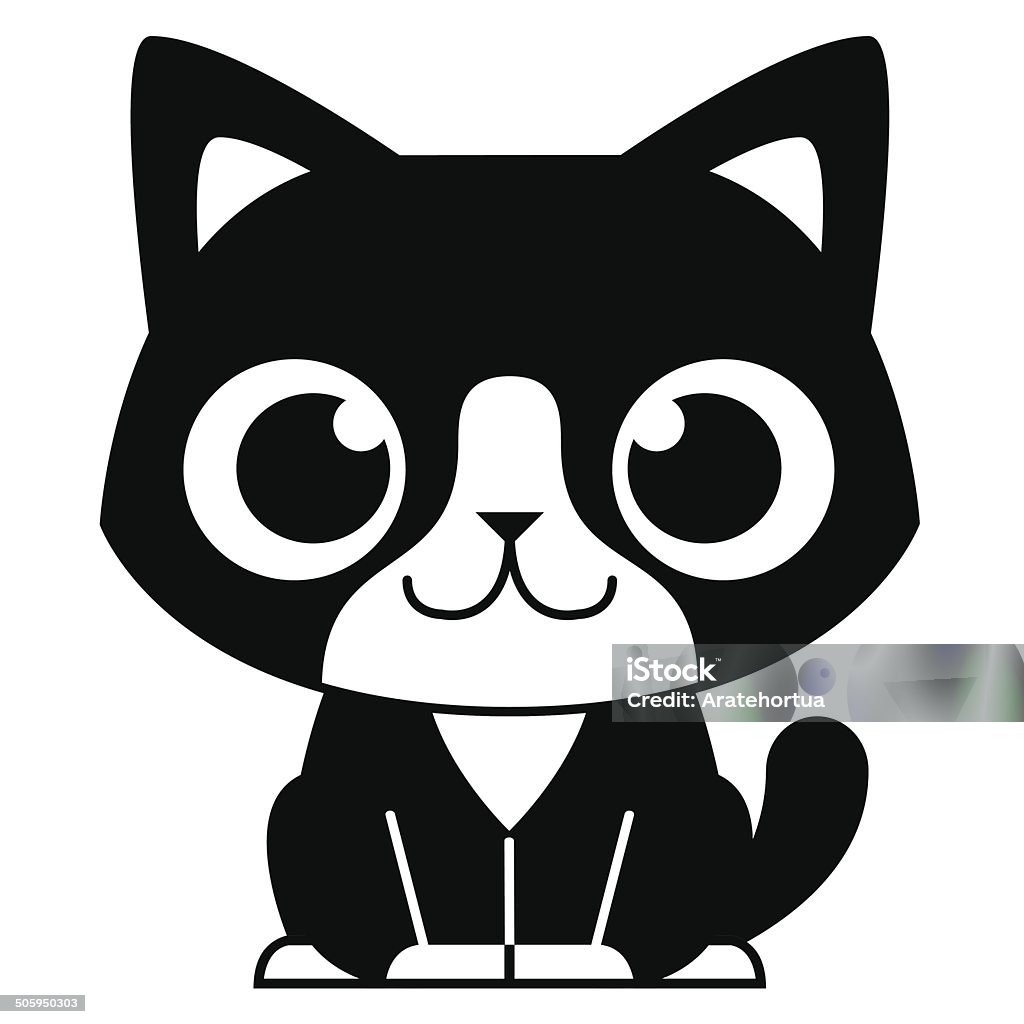 Kartun Kucing Hitam Putih Menggemaskan Ilustrasi Stok - Unduh Gambar