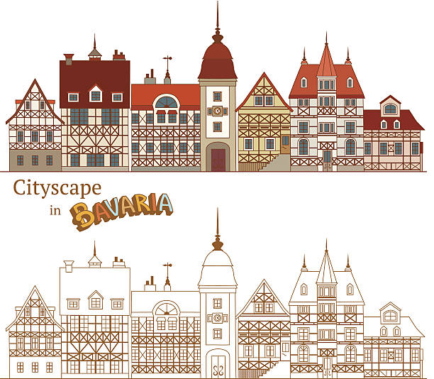 stockillustraties, clipart, cartoons en iconen met typical bavarian architecture - duitse-cultuur