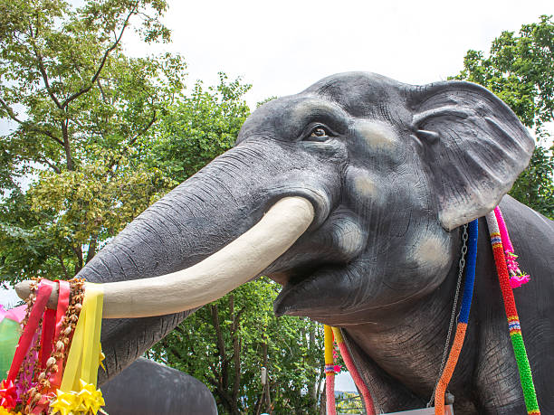 istock Statue of Thai Elephant  in the temple 505953975