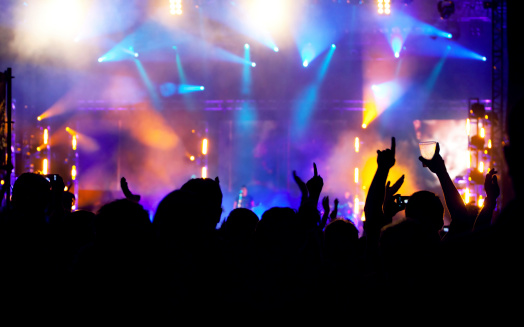 Cheering Crowd At Concert Stock Photo - Download Image Now - Adulation ...