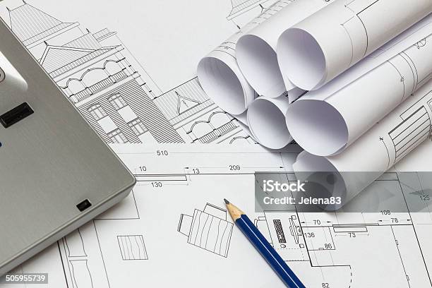 Blueprints Stock Photo - Download Image Now - Architect, Architecture, Backgrounds