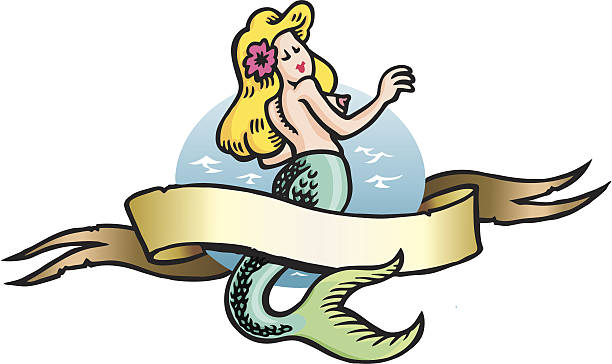Mermaid A beautiful mermaid's sitting on a rock trying to lure in sailors. black pin up girl tattoos stock illustrations