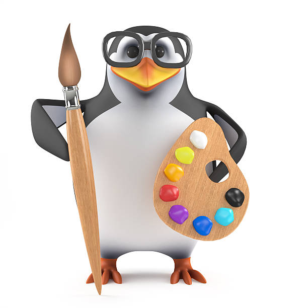 istock 3d Academic penguin loves to paint 505956905