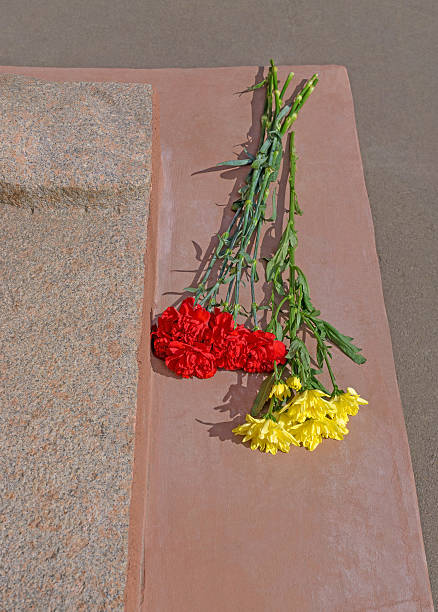 цветы в военный памятник - military funeral armed forces family стоковые фото и изображения