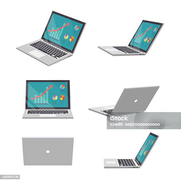 3 D Laptopbusiness Stock Vektor Art und mehr Bilder von Laptop - Laptop, Seitenansicht, Illustration