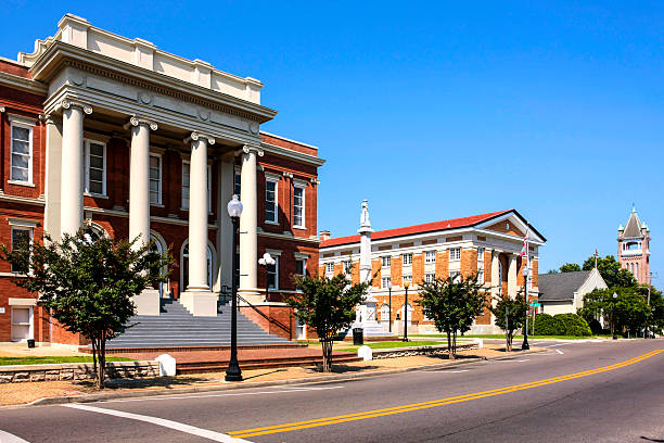 Buildings in the historic district of Hattiesburg MS stock photo